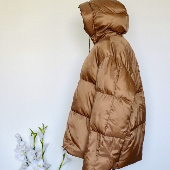 NEW! VINCE Hooded Puffer Jacket Mocha Women SZ Large - Picture 9 of 15